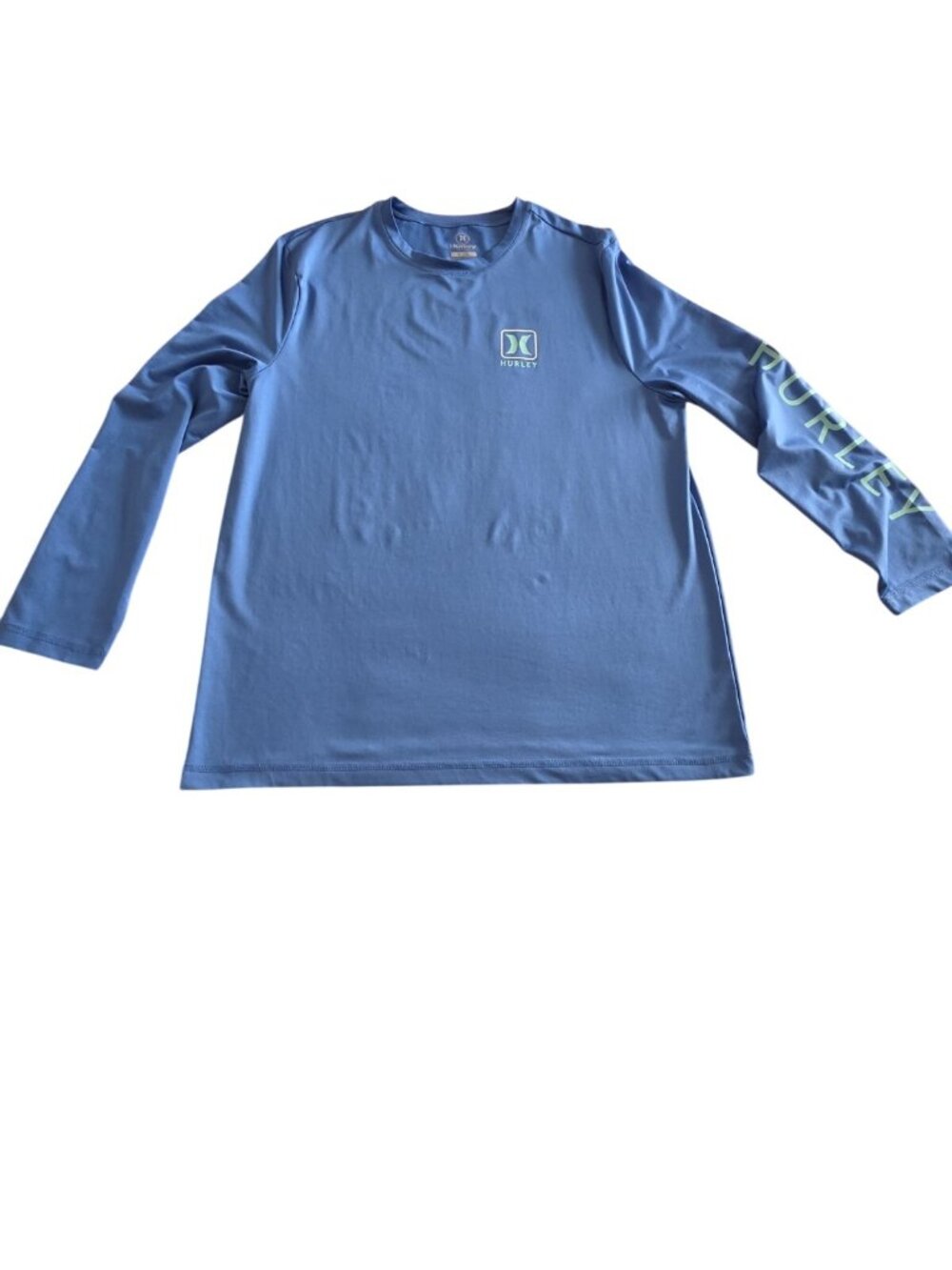 Hurley Men's Blue Long Sleeve Crew Neck Stretch T-Shirt Logo L Poly Blend - Picture 9 of 9